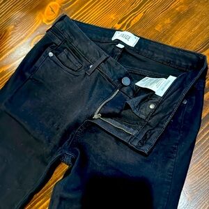 Paige Cropped high rise Skinny black jeans